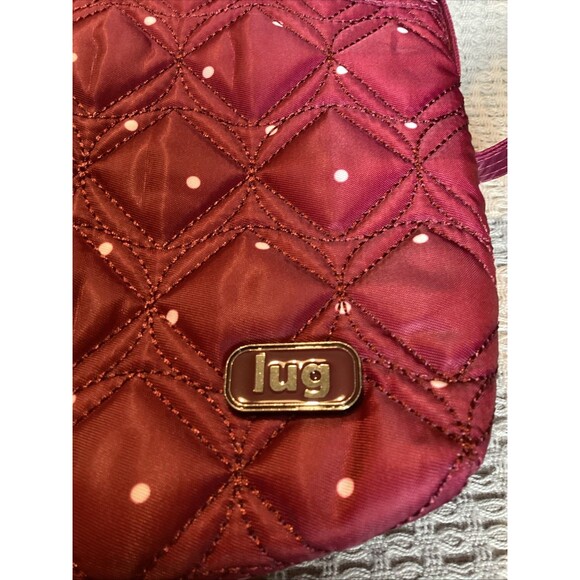 Lug Skipper SE Crossbody Purse/ Raspberry Red/White Polka Dot Adjustable RFID - Picture 3 of 16